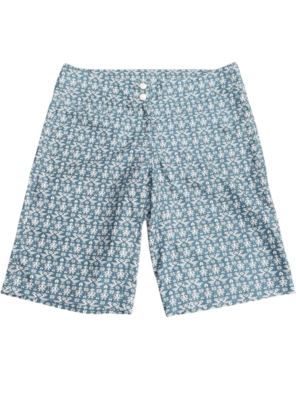 Maloja Blue/White Aztec Print Outdoor Mountain Bike Shorts (L)